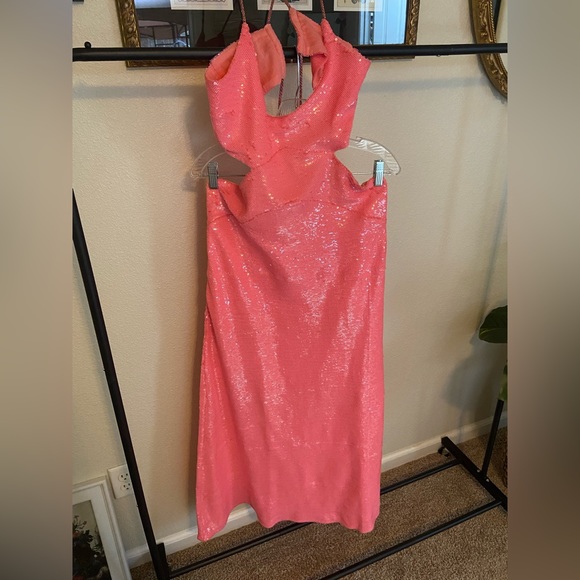 Anthropologie pink sequined gown size large - Picture 6 of 7
